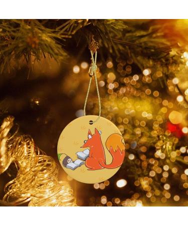 YYHHAOFA Sunflower Seeds and Foxes Picture Christmas Ceramic Round Pendant Decoration - Festive Hanging Ornament for Stores and Homes -2.9 in - Buy Online on SooperMarket.com