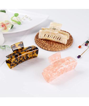 Celluloid Tortoise Rectangle Hair Claw Clips - Fashion Barrettes - Buy Online on SooperMarket.com