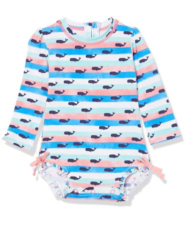 Hatley Baby Girls Rash Guard Set Nautical Whales 6-9 Months