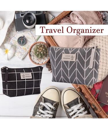 Shop Multifunctional Canvas Makeup Bag Set - 2 Portable Cosmetic Bags for Travel Office & School - Black/Gray Checkered - Buy Online on SooperMarket.com