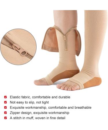 ZLXHDL Compression Stockings with Zipper - 2 Pairs for Men & Women Open Toe Design - XXL Size - Buy Online on SooperMarket.com