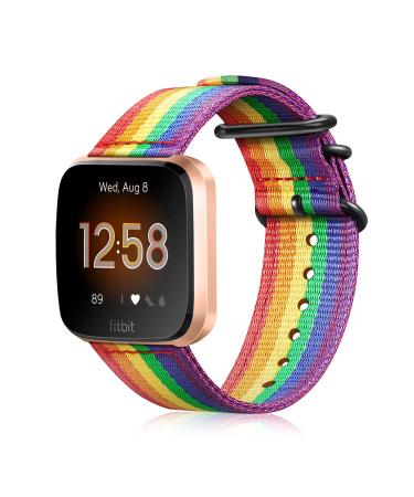 Fintie Bands Compatible with Fitbit Versa 2 / Versa/Versa Lite Edition, Soft Nylon Replacement Strap Wristband Accessories Compatible with Fitbit Versa Smart Watch, Colorful