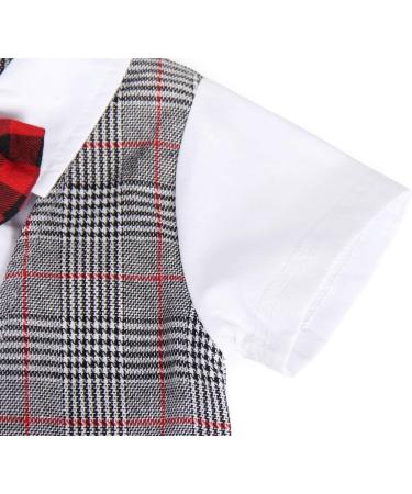 AmzBarley Baby Boys Gentlemans Outfit Suit | Long/Short Sleeve Shirt Pants Vest Bowtie Tuxedo Rompers | Grey 129 | 18-24 Months - Buy Online on SooperMarket.com