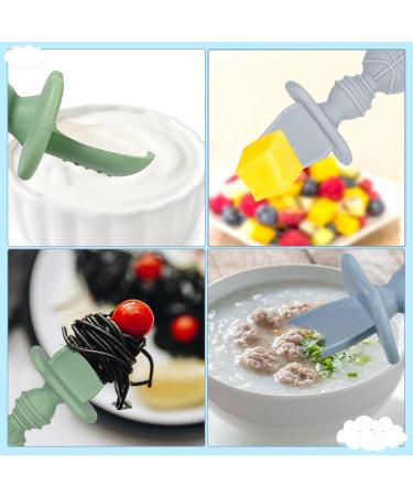 6 Pcs Silicone Baby Fork and Spoon Set for Self-Feeding | Easy Grip Toddler Utensils for Baby Led Weaning | 6 Months+ | Blue, Green, Grey - Buy Online on SooperMarket.com