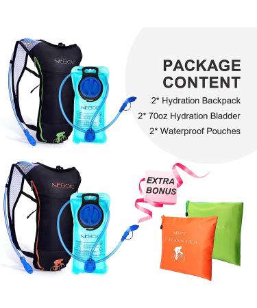 Neboic 2Pack Hydration Backpack with 2L Bladder - Lightweight, Insulated Water Pack for Hiking, Cycling, Camping - Big Storage, Keeps Water Cool for 4 Hours - Kids, Women, Men - Buy Online on SooperMarket.com