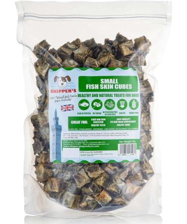 SKIPPER'S Dried Fish For Dogs - Whitefish Skin Jerky Cubes Dog Treats 100% Natural Healthy Grain Free & Low Fat - BULK VALUE (Cube Size Small 1kg Pack) 1 kg (Pack of 1) Small