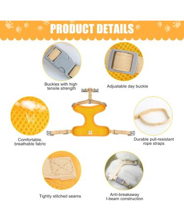 Adjustable Cat Dishes | Break-Safe Design & Leash Included | Premium Soft Puppy Bowls for Small Animals - Yellow - Buy Online on SooperMarket.com