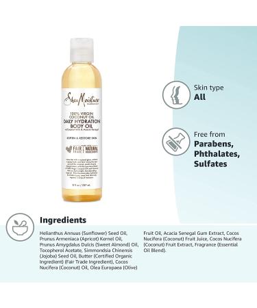 SheaMoisture 100% Virgin Coconut Oil â€“ Daily Hydration Body Oil 8 fl oz - Buy Online on SooperMarket.com