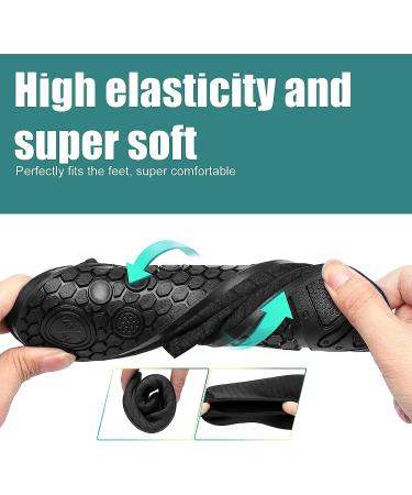 Metog Water Shoes Quick-Dry Aqua Socks Barefoot Slip-on for Beach Swim Yoga - Lit-stripe Black - Buy Online on SooperMarket.com