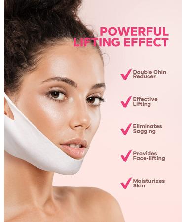 FairyFace V Line Shaping Face Masks - 5 Count Double Chin Reducer and Anti-Aging Hydrogel Collagen Mask with Aloe Vera and Seaweed - Anti-Wrinkle Lifting Treatment - Buy Online on SooperMarket.com