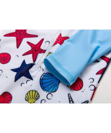 BONVERANO Baby Boys Swimsuit 6-9 Months Blue Star | UPF 50+ Full-Zip Hoodie One Piece Swimwear - Buy Online on SooperMarket.com