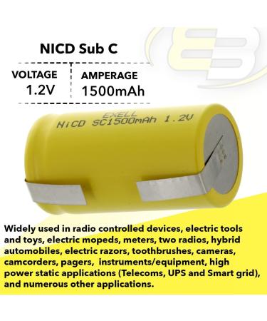Buy (2-Pack) Exell SubC 1.2V 1500mAh NiCD Rechargeable Batteries for Tools Razors & More | International Shipping Available - Buy Online on SooperMarket.com