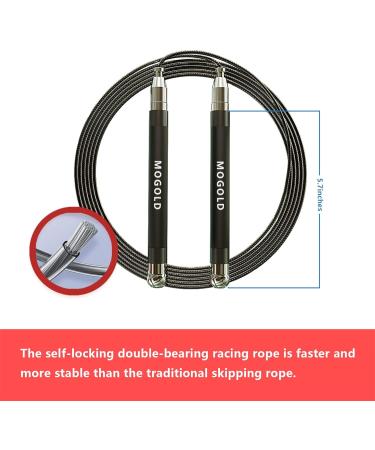 Mogold Adjustable Jump Rope for Fitness - 360 Turn Durable Silicone Metal Handle 2 Cords - Perfect for Boxing & MMA - Buy Online on SooperMarket.com