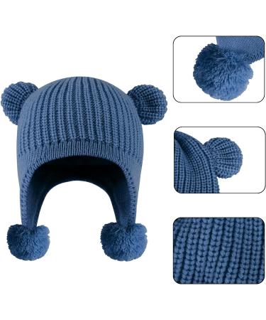 KAKU NANU Toddler Winter Hat with Double Pom Pom | Fleece Lined Beanie for Baby Boys and Girls | Blue | Ages 1-2 Years - Buy Online on SooperMarket.com