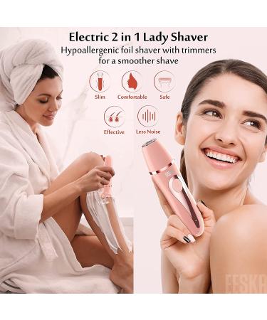 EESKA 2-in-1 Electric Razor for Women - Wet and Dry Hair Removal - Portable Bikini Trimmer - IPX7 Waterproof - Face, Legs, Underarm - Type C USB Recharge - Pink - Buy Online on SooperMarket.com