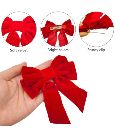 Niuhong 4 Pieces Large Bow Hair Clips Fabric Hair Bow Women Hair Clips Ponytail Holder Girls Bow Tie Hair Bows Clips Hair Bow Headband Velvet Bow Hair Clips Hair Band Red - Buy Online on SooperMarket.com