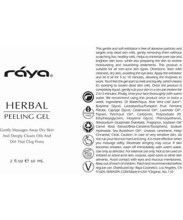 RAYA Herbal Facial Peeling Gel - Gentle Exfoliator for Oily Skin | Minimize Pores & Brighten Complexion | International Shipping Available - Buy Online on SooperMarket.com