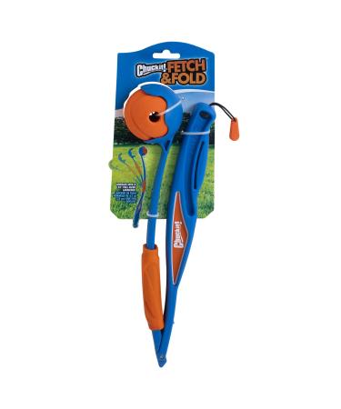 Chuckit! Fetch & Fold Dog Ball Launcher Pick Up and Throw Hands Free Dog Toy Rubber Fetch Ball Thrower Set Multi