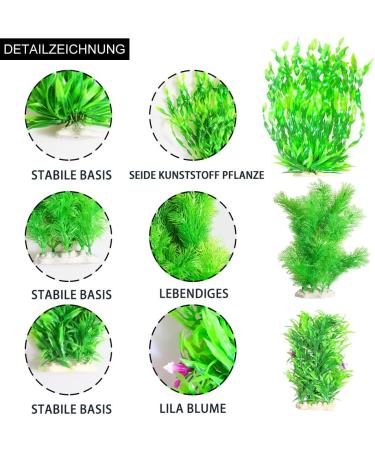 Ctpeng 3-Piece Plastic Aquarium Plants (24-32 cm) | XL Green Aquarium Decoration for Stunning Aquascapes - International Shipping Available - Buy Online on SooperMarket.com