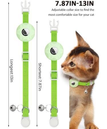 Reflective Airtag Cat Neck Band with Bell - Luminous Green Kitten Collar for Puppies & Cats - Buy Online on SooperMarket.com