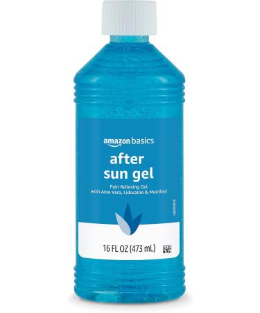 Amazon Brand - Solimo After Sun Gel with Aloe, Lidocaine and Menthol, 16 Fluid Ounce (1 Pack) 16 Fl Oz (Pack of 1)