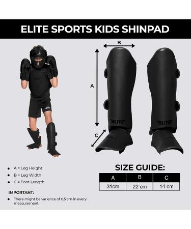 Elite Sports Muay Thai MMA Kickboxing Boys and Girls Shin Guards for Age 4 to 8 Years  Instep Guard Sparring Protective Leg Shin Kick Pads for Kids Black - Buy Online on SooperMarket.com