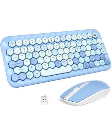 MOFII Colorful Computer Wireless Keyboard and Mouse - Mini Blue