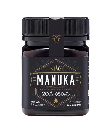 Kiva Raw Manuka Honey UMF 20+ | MGO 850+ | 100% Pure New Zealand Honey (8.8oz/250g BPA-Free Jar) | UMF and MGO Certified | GMO-Free | Traceable
