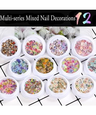 300Pcs 3D Wood Pulp Flower Nail Art Charm Set for DIY Crafting - Nail Charms Butterfly and Bow Design - S1 - Buy Online on SooperMarket.com