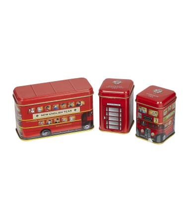 New English Teas British Traditions London Bus 3x Mini Tea Tin Gift Pack with Teabags & Loose-Leaf Tea English Tea 1 Count (Pack of 1)