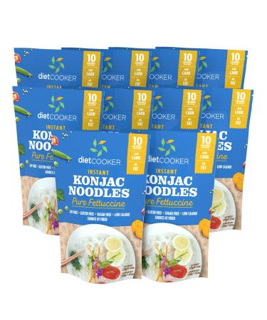 (Pack of 10) DIET COOKER Premium Konjac Noodles - Shirataki Fettuccine | Keto & Vegan Friendly - 9.52 oz | Low Calorie, Zero Net Carbs, Odor Free, Ready to Eat | Healthy Diet Food - Buy Online on SooperMarket.com