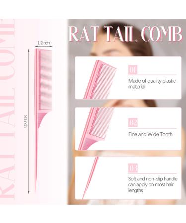 2-Pack Carbon Fiber Rat Tail Teasing Combs - Anti-Static, Heat Resistant for Volume & Styling (Pink & Green) - Buy Online on SooperMarket.com