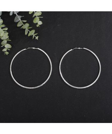 Jumwrit Shiny Big Hoop Rhinestone Dangle Earrings | Sparkle Crystal Circle Studs | Fashion Jewelry Gift for Women - Buy Online on SooperMarket.com