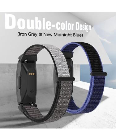 Fitbit Inspire Nylon Sport Loop Bands Set - Dark Black/Navy Green/Iron Grey/Official Black/New Midnight Blue - Soft Breathable Replacement Straps for Women Men Kids - Buy Online on SooperMarket.com