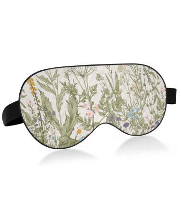 Haskirky Light Blocking Eye Mask Breathable and Adjustable Adult Men and Women Travel on Business Trips Yoga Meditation Light Smooth Comfortable Eye Mask Office Deep Sleep Goodies Herbal Wildflower