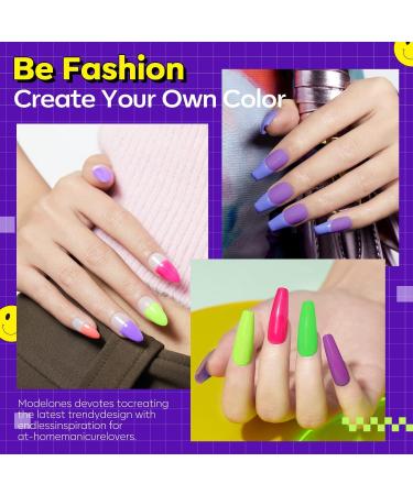 Modelones Neon Gel Nail Polish - 6 Colors Gel Polish Hot Pink Orange Bright Nail Polish Gel Neon Yellow Green Purple Gel Nail Kit Popular Nail Art DIY Manicure Gifts for Women DIY Salon - Buy Online on SooperMarket.com