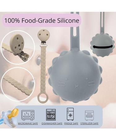 Happydoo Pacifier Box & Chain Set | 2 BPA-Free Pacifier Storage Boxes + Gift Cardboard | Pink & Gray | Easy to Clean & Travel-Friendly - Buy Online on SooperMarket.com