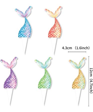 Cyodoos 25Pcs Mermaid Tails Cupcake Toppers Mermaid Tail for Mermaid Party Decoration Baby Shower Party Supplies (two-sided) - Buy Online on SooperMarket.com