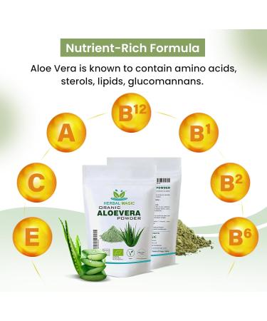 Organic Aloe Vera Powder - Premium Quality for Face, Hair, Smoothies & Baking - 100g - Buy Online on SooperMarket.com