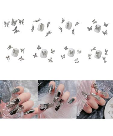 10Pieces Butterfly 3D Alloy Butterfly Silver Butterfly Rhinestones For Acrylic Nails - Buy Online on SooperMarket.com