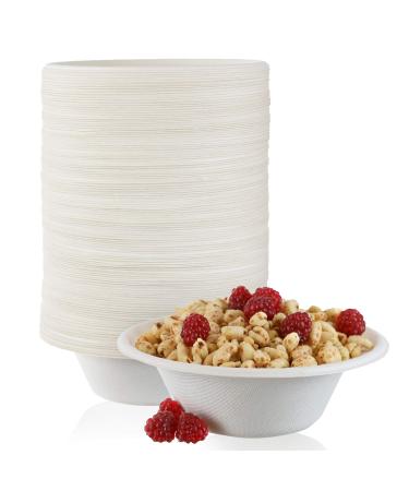 125 Pack - Paper Bowls, 12 oz Disposable Bowls 100% Compostable Biodgradble Bowl, Made from Bagasse/Sugarcane , for Hot and Cold Food  Sturdy Design and Textured Exterior