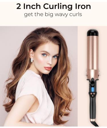 2 Inch Extra Long Barrel Curling Iron - Large Barrel Curling Wand for Long Hair - Ceramic Tourmaline - Dual Voltage - Buy Online on SooperMarket.com