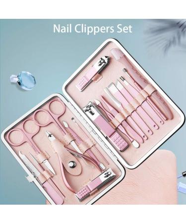 18 Pieces Stainless Steel Nail Clippers Set Professional Nail Art Tool Kit Cuticle Trimmer Kit Suitable for Men Women Girls Boys and Elderly(Ros gold) - Buy Online on SooperMarket.com
