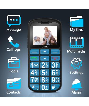 Uleway Senior Cell Phone - Large Button Dual SIM SOS No Contract - Perfect GSM Phone for Pensioners - Includes Charging Station - Blue - Buy Online on SooperMarket.com