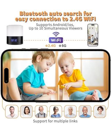 Spy Camera Hidden Camera Bluetooth Speaker  Hidden Spy Camera with Video  1080P Nanny Cam Hidden Camera with 180Â°Rotating Lens  WiFi Hidden Camera Clock Night Light with Night Vision  Motion Detection - Buy Online on SooperMarket.com