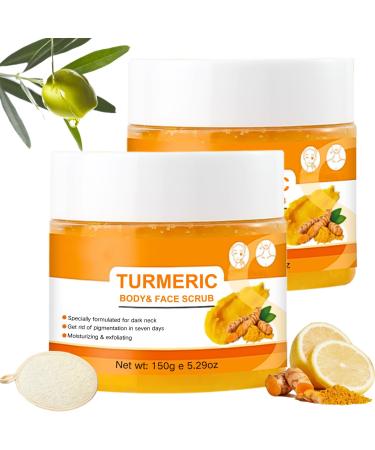 Turmeric Body Scrub Turmeric Scrub with Vitamin C Natural Face Exfoliator Scrub Exfoliating Body Scrub With Turmeric Turmeric Body Scrub For Neck Armpit Back Skin Care Scrub 150G/5.29OZ