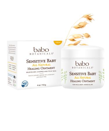 Babo Botanicals 70+% Organic Sensitive Baby All Natural Healing Ointment with Medical Grade Colloidal Oatmeal, Unscented 4 Ounce Old Packaging
