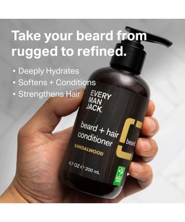 Every Man Jack Beard & Hair Conditioner - Sandalwood Fragrance - Shea Butter & Cocoa Butter - 6.7oz Twin Pack - Buy Online on SooperMarket.com