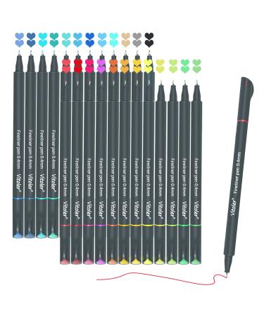 Vitoler 24 Colored Journaling Pens  Fine Line Point Drawing Marker Pens for Writing Journaling Planner Coloring Book Sketching Taking Note Calendar Art Projects Office School Supplies (24 Colors)