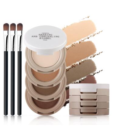 HOSAILY 4 in 1 Color Matte Eyeshadow Palette High Pigmented Natural Nude Eyeshadow Makeup Palette Long Lasting Eyeshadow Palette with Eyeshadow Brush 0.50 Ounce (Pack of 2)